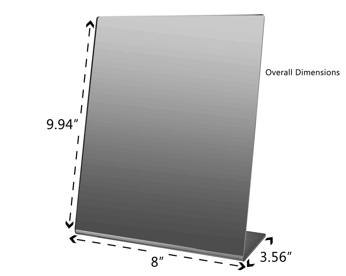 Marketing Holders Acrylic Mirror 8” x 10” Counter Top Slanted Back L Shape Vertical Easel Mirrors No Assembly Jewelry Shop Hair Salon Piercing Kiosk Perfect Travel Locker or Desk Makeup Mirrors