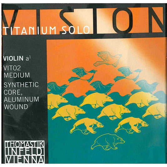 Thomastik Vision Titanium Solo Violin Strings A, Titanium 4/4 Size