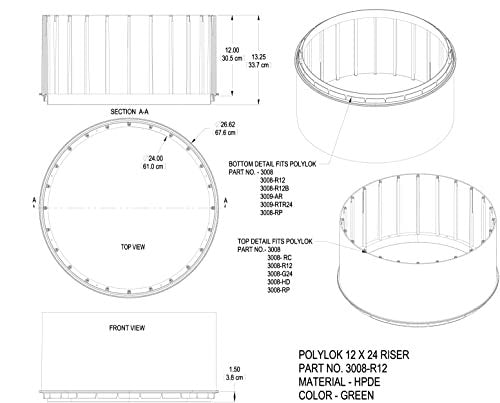 Polylok 24" x 12" Septic Tank Riser w/Round Walls