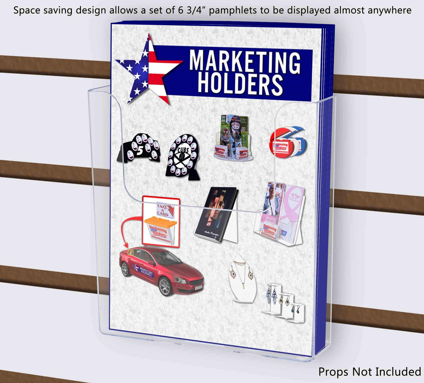 Marketing Holders 4 Pack Slatwall Bifold Bin for 6" Printed Literature and Graphic Material in Retail Stores Theme Parks and Travel Agencies Space Saving Booklet Clear Acrylic Display Organizer