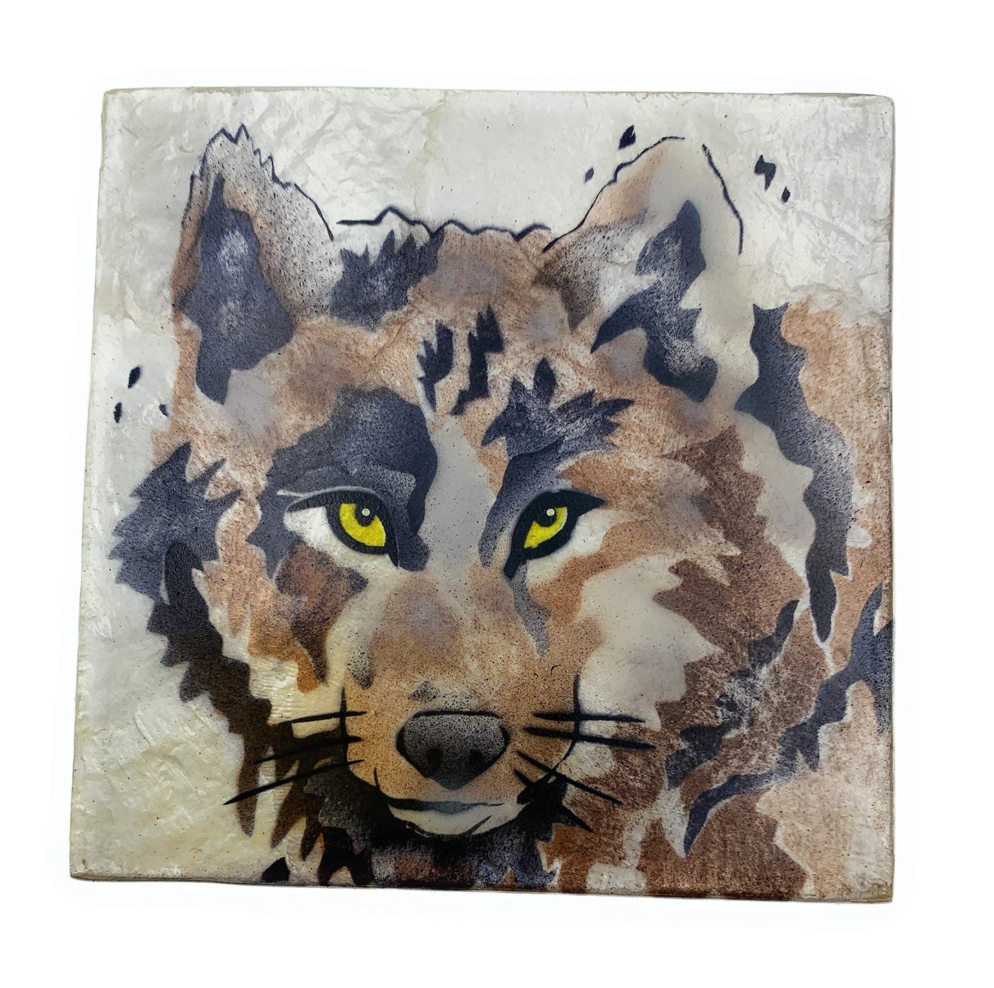 Kubla Crafts Wolf Capiz Shell Keepsake Box, 3 Inches X 3 Inches