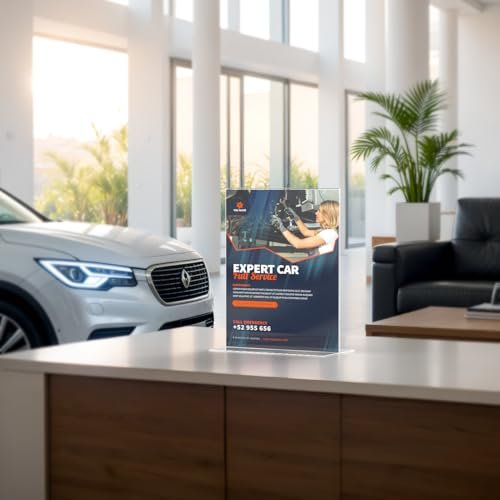 Marketing Holders Acrylic Sign Holder 11" x 14" Literature Flyer Poster Frame Letter Notice Menu Pricing Deli Table Tent Countertop Expo Event Sign Holder Display Stand Double Sided Bottom Loading