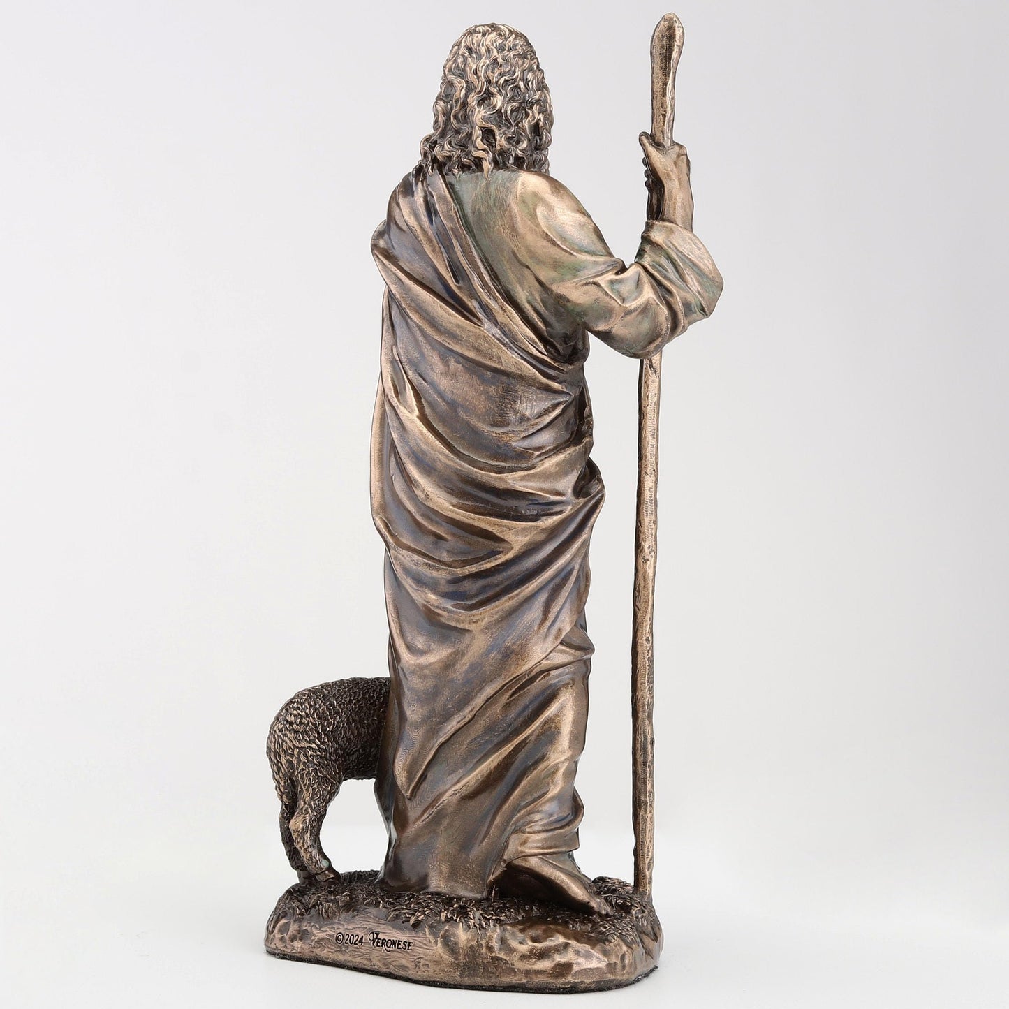 Veronese Design 6 1/4 Inch Jesus The Good Shepherd Cold Cast Resin Bronze Technique Religious Decoration Sculpture
