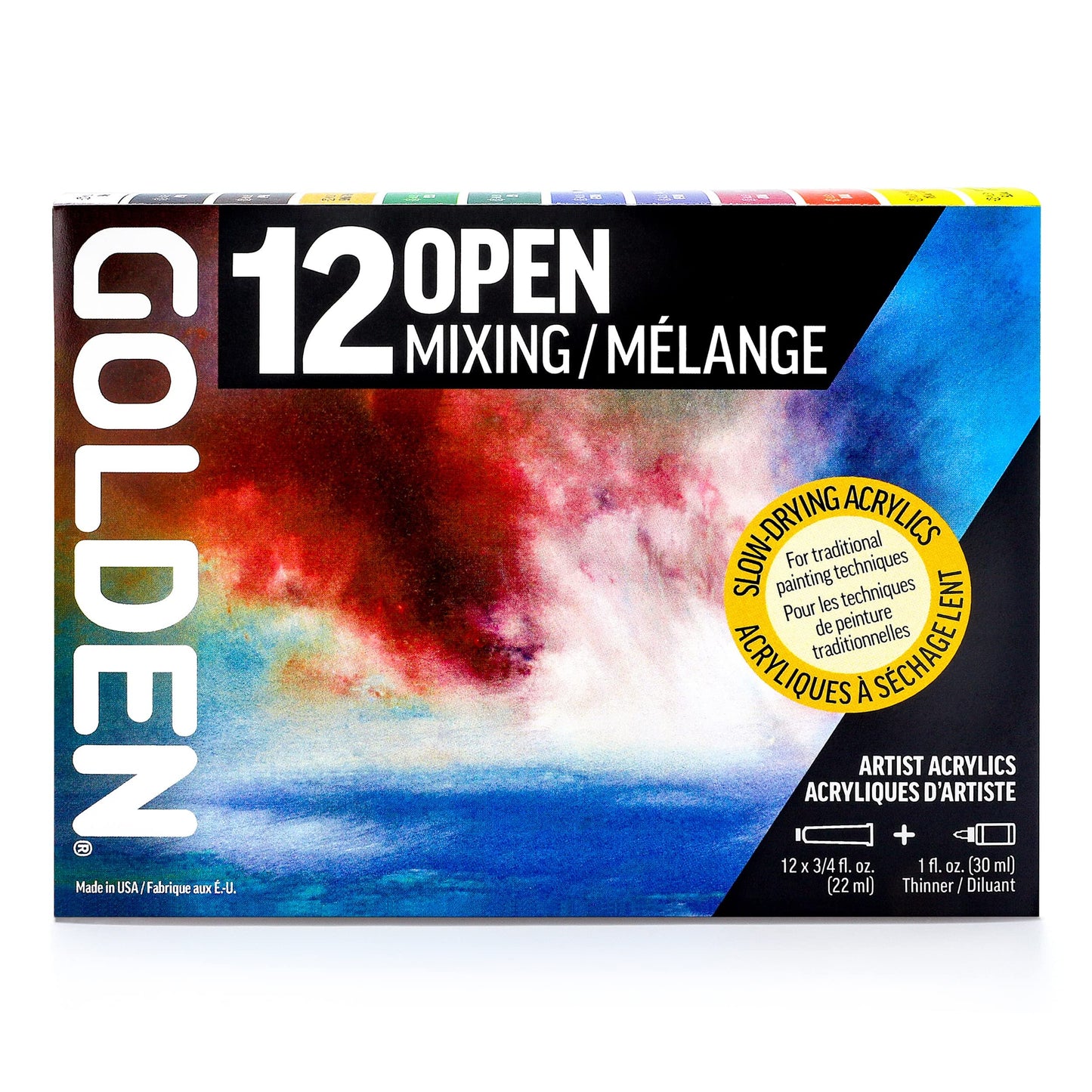 OPEN Slow-Drying Acrylics by GOLDEN, Intro, Landscape & Mixing Set, Professional Acrylic Paint