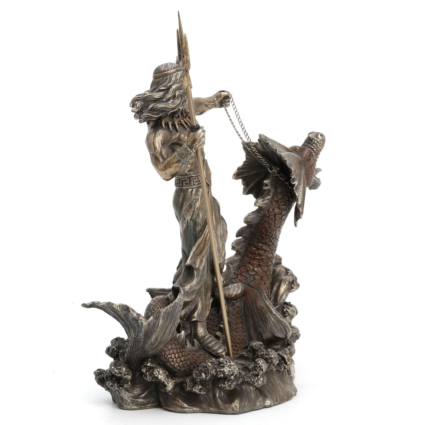 Veronese Design 9 1/4 Inch Poseidon with Trident Standing On Hippocampus Cold Cast Resin Bronze Finish Statue