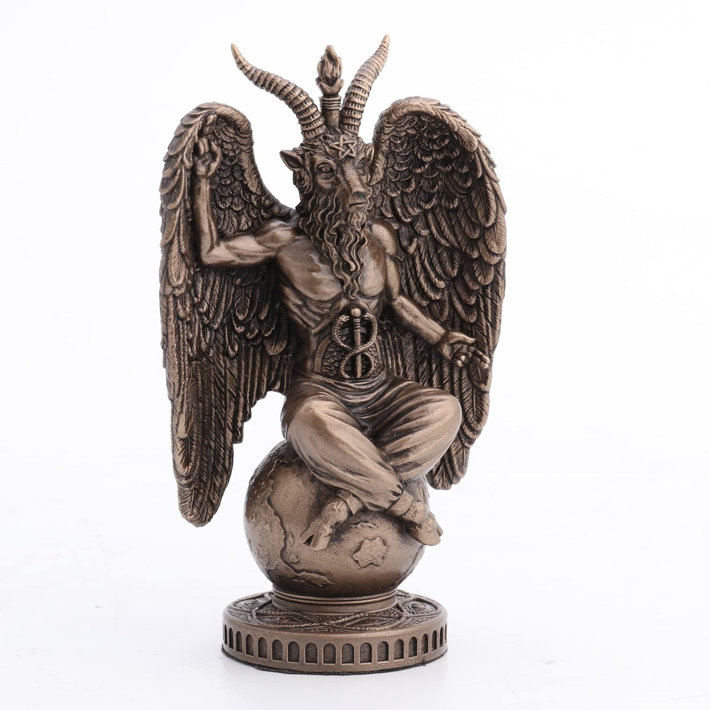 Veronese Design 4 1/2" Baphomet Sitting On The Globe Resin Figurine Hand Painted Bronze Finish
