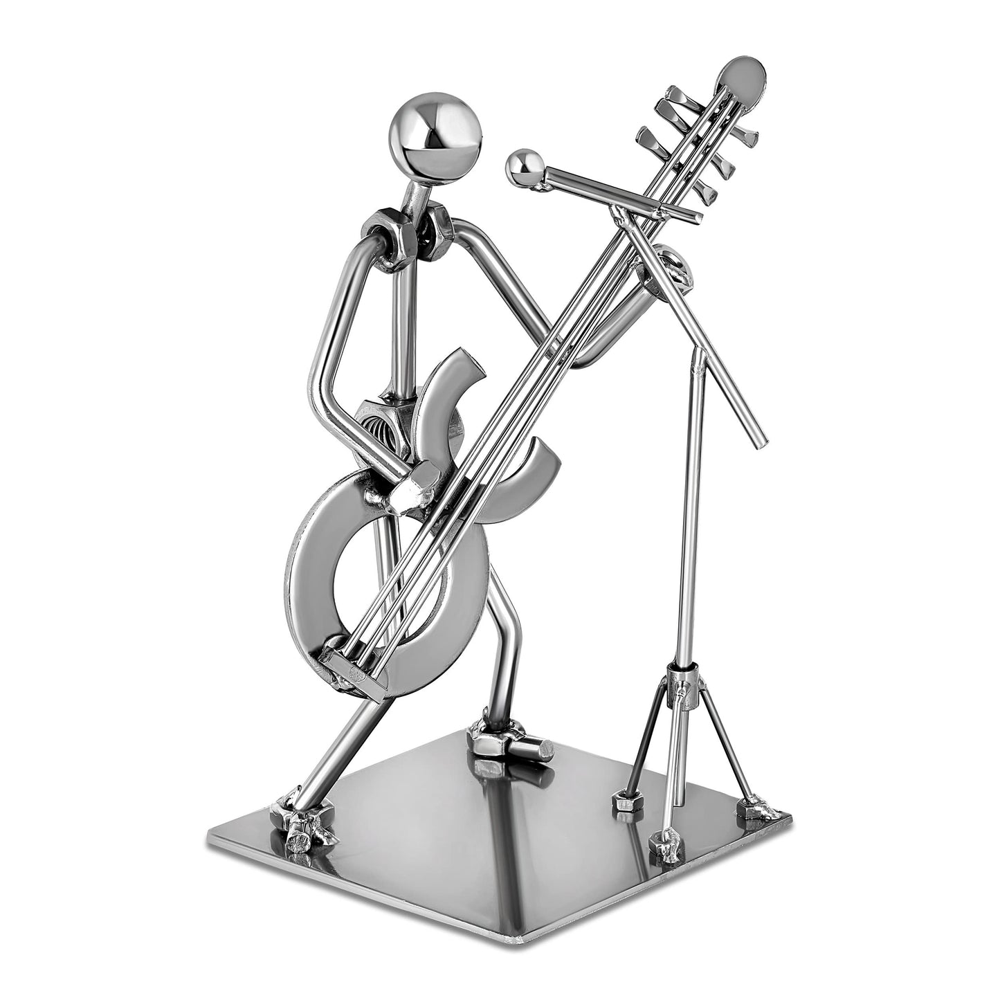 Broadway Gift Singer Guitar Player Silver Tone 6 inch Table Metal Decorative Musician Tabletop Figurine
