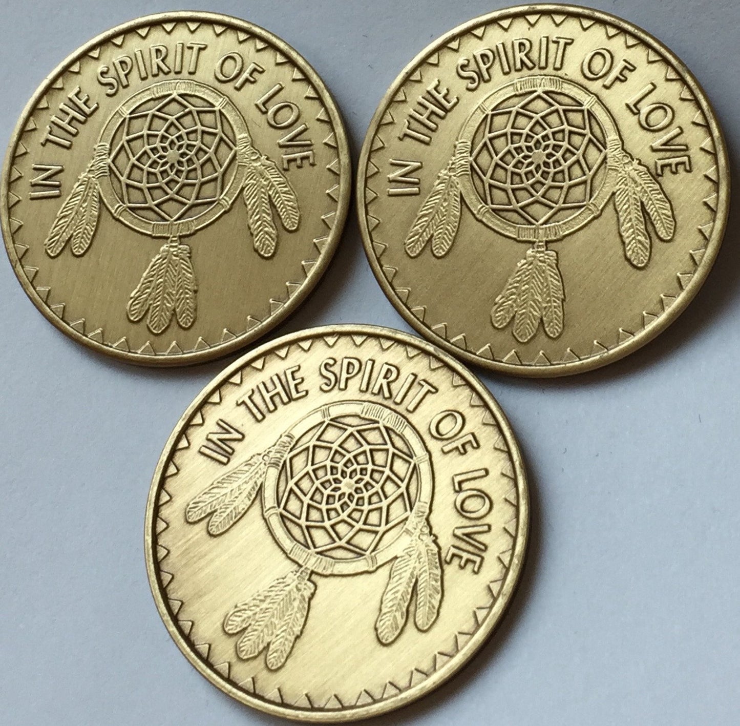 Bulk Set of 3 in The Spirit of Love Native American Great Spirit Prayer Bronze Medallion Chips