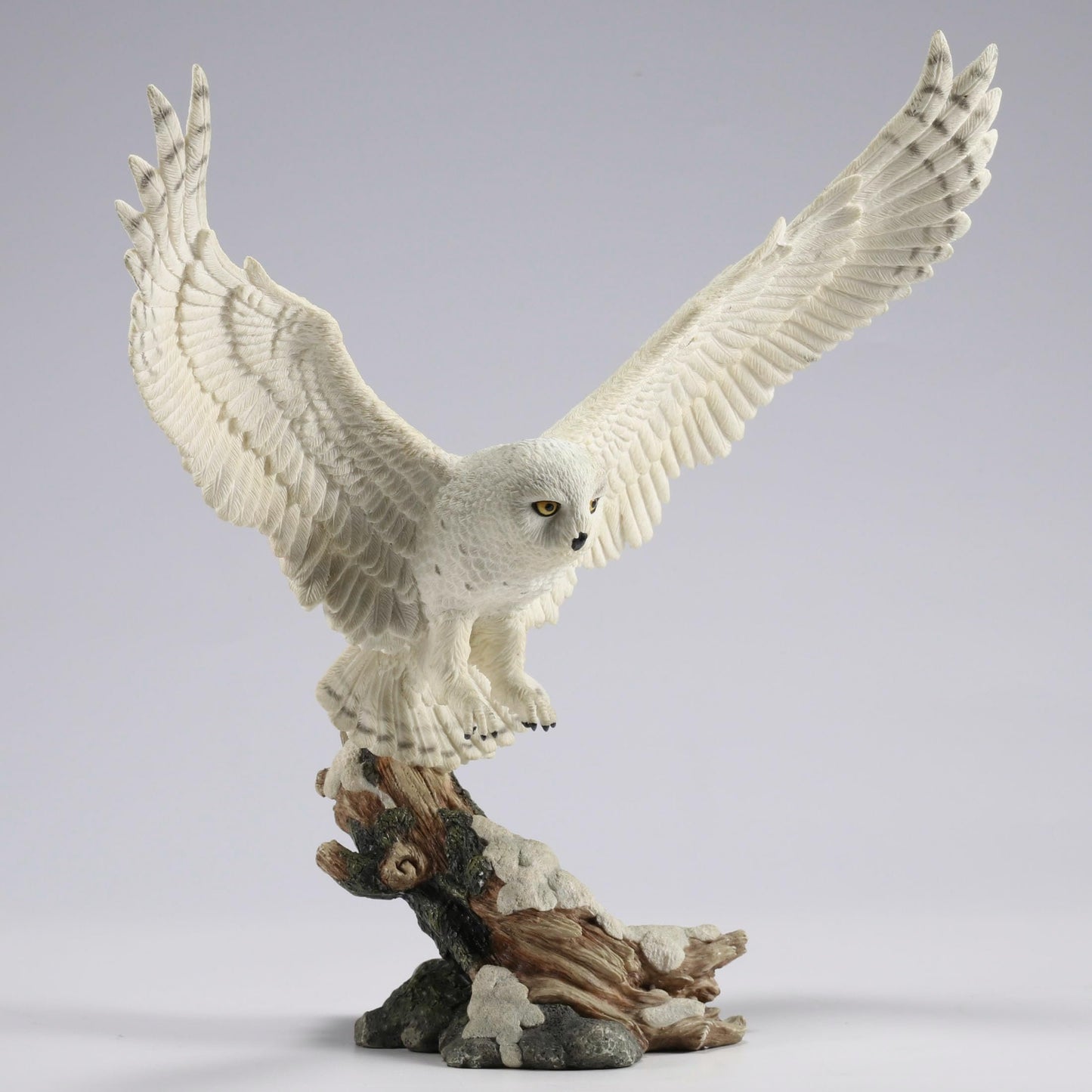 Veronese Design 13 Inch Tall Snowy Owl Flight Resin Sculpture Hand Painted Finish