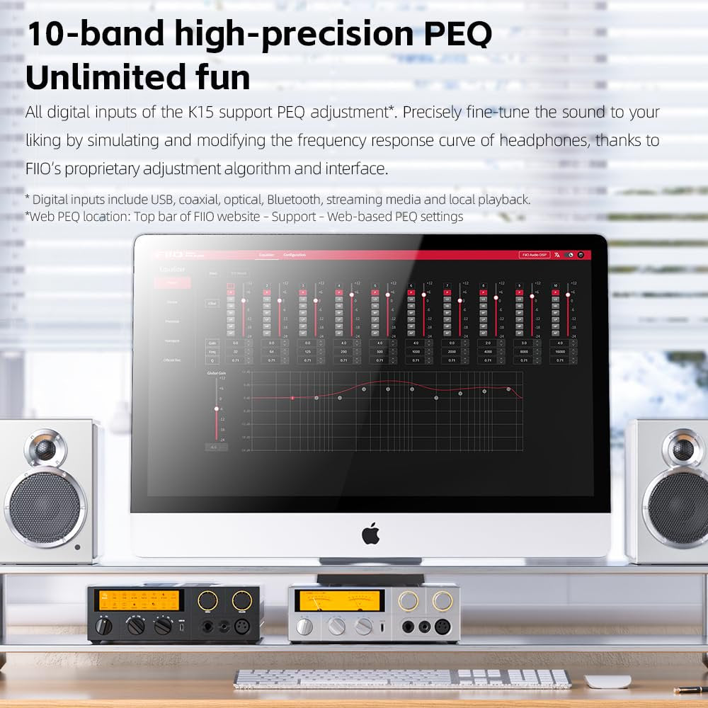 FiiO K15 Full Balance HiFi DAC and Headphone amp AK4497Sx2,Bluetooth 5.1 LDAC, Discrete Class AB Amplifier,USB Support DSD512 & PCM768kHz. Coaxial/Optical/XLR4 with Remote Control