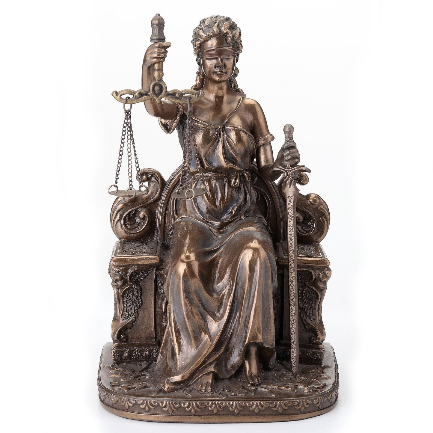 Lady Justice Seated with Scales and Sword Statue Le Justica