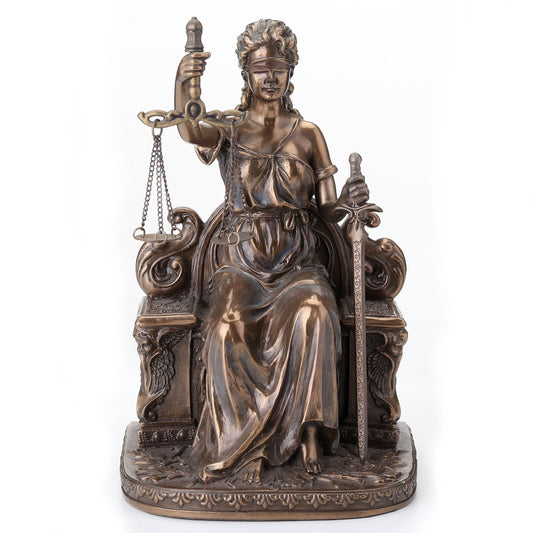 Lady Justice Seated with Scales and Sword Statue Le Justica