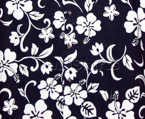 RJC Women's Classic Hibiscus Hawaiian Mock Wrap Sarong Dress Navy Blue XXL