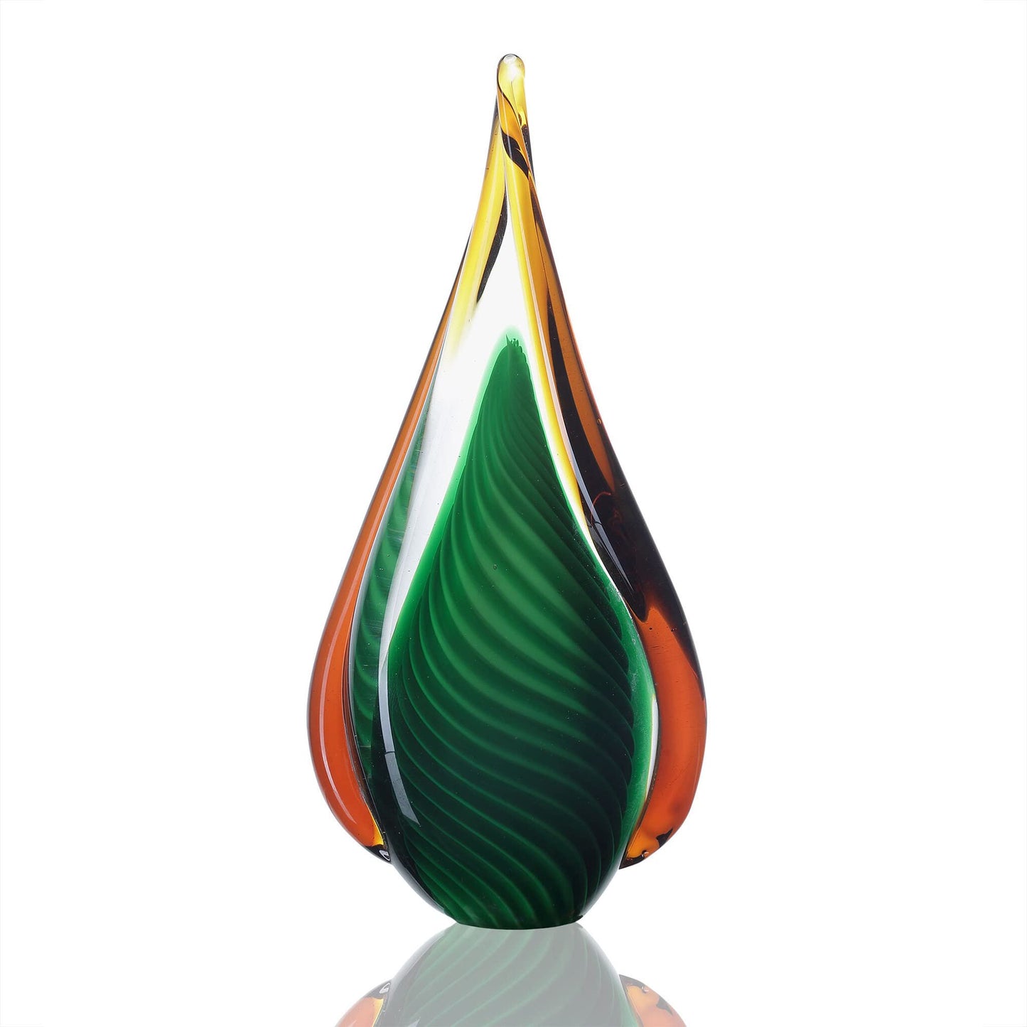 SPI Home 58068 Green Yellow Orange Lovely Flame 9 x 4 Art Glass Table Top Figurine Décor