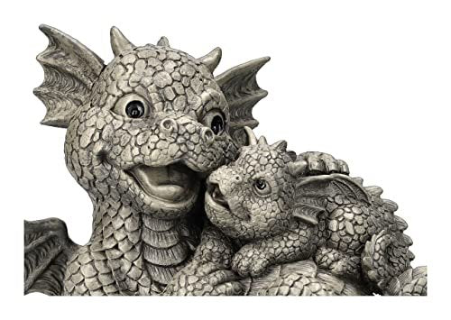 Pacific Giftware PT Garden Dragon Family Mother and Baby Dragon Garden Display Decorative Accent Sculpture Stone Finish 10 Inch Tall