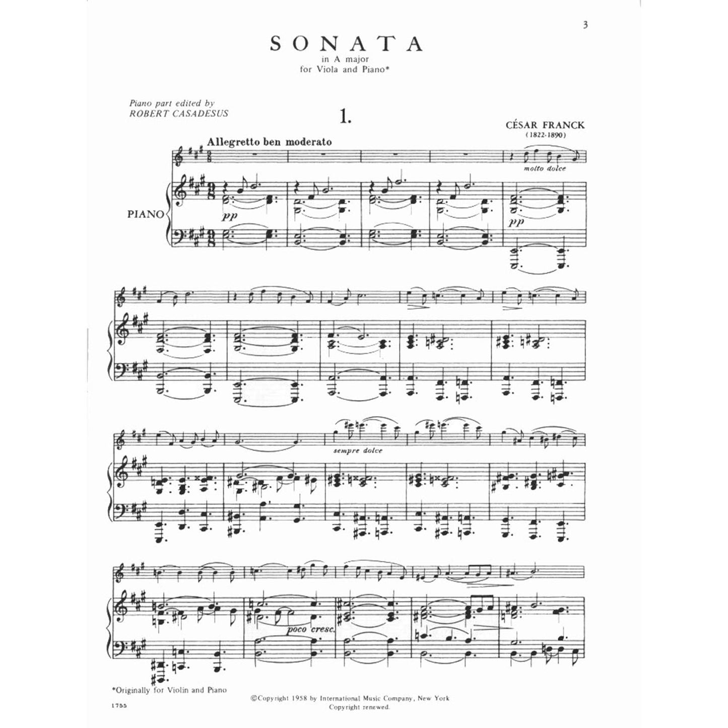 Franck, César - Sonata In A Major - Viola and Piano - edited by Robert Casadesus and Joseph Vieland - International [Sheet music] [Sheet music] [Sheet music] [Sheet music] [Sheet music] [Sheet music] [Sheet music] [Sheet music] [Sheet music] [Sheet...