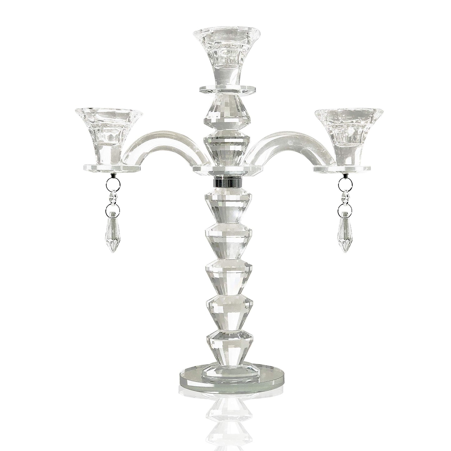 Allgala ClearbCrystal Candelabra Taper Candlestick Candle Holder