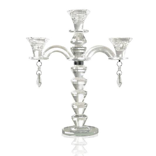 Allgala ClearbCrystal Candelabra Taper Candlestick Candle Holder