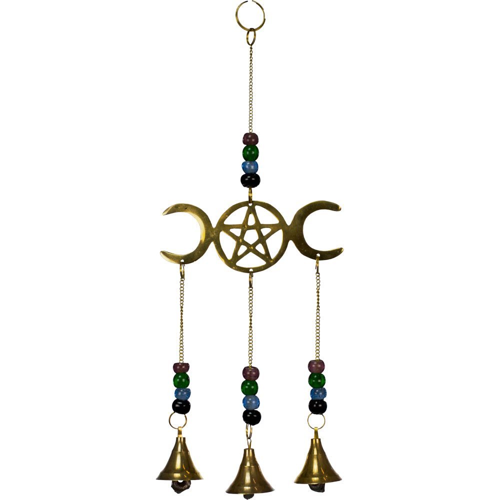 The New Age Source Hanging Bells Triple Moon Pentacle Each