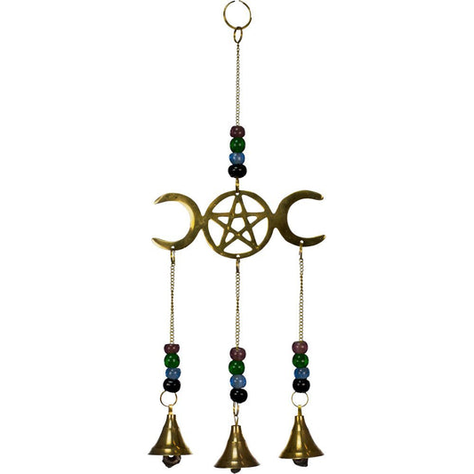 The New Age Source Hanging Bells Triple Moon Pentacle Each