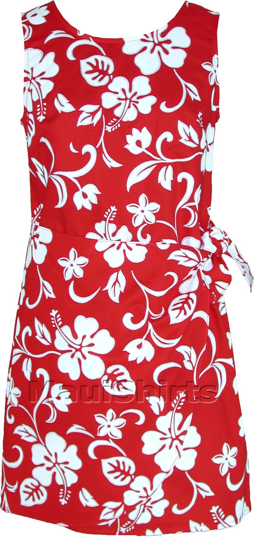 RJC Women's Classic Hibiscus Hawaiian Mock Wrap Sarong Dress Navy Blue XXL