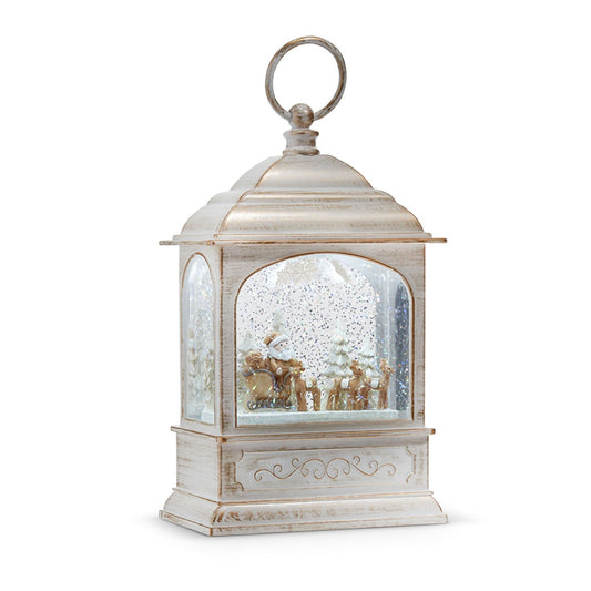 Raz Imports Whimsical Santa and Reindeer Animated Musical Water Lantern, 8.75-inch Height, Christmas Decor