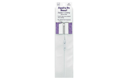 Zippity Do Done 18" White zipper with pull