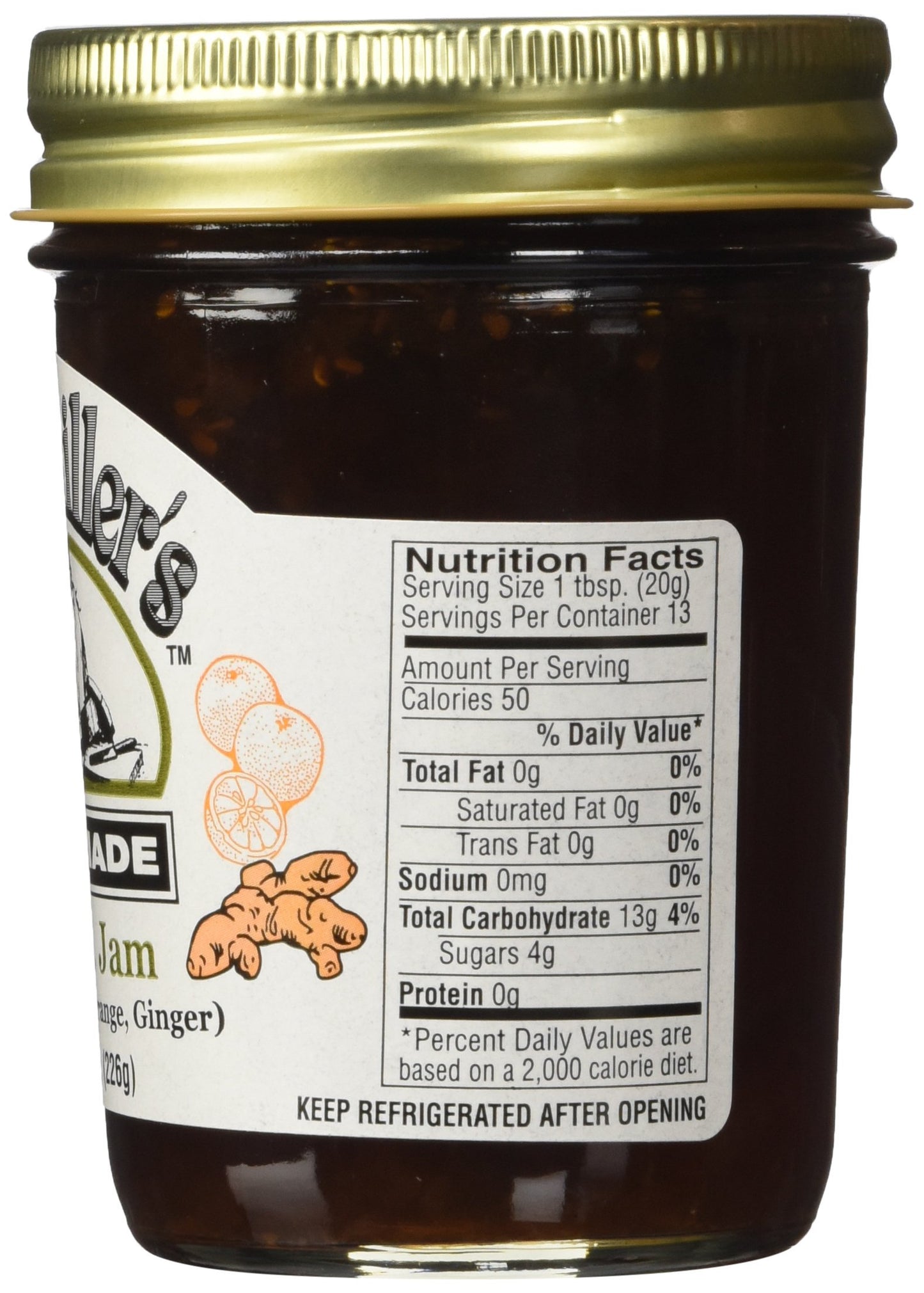 Mrs. Miller's Amish Homemade F.R.O.G. Jam (Figs, Raspberry, Orange & Ginger) 8 oz/226g - Pack of 2 (Boxed)