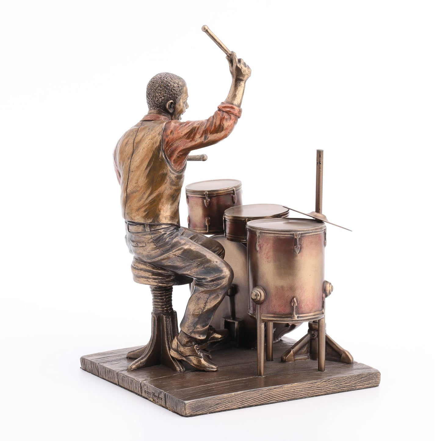 Veronese Design 8" Jazz Band Drummer Resin Figurine Bronze Finish Statue