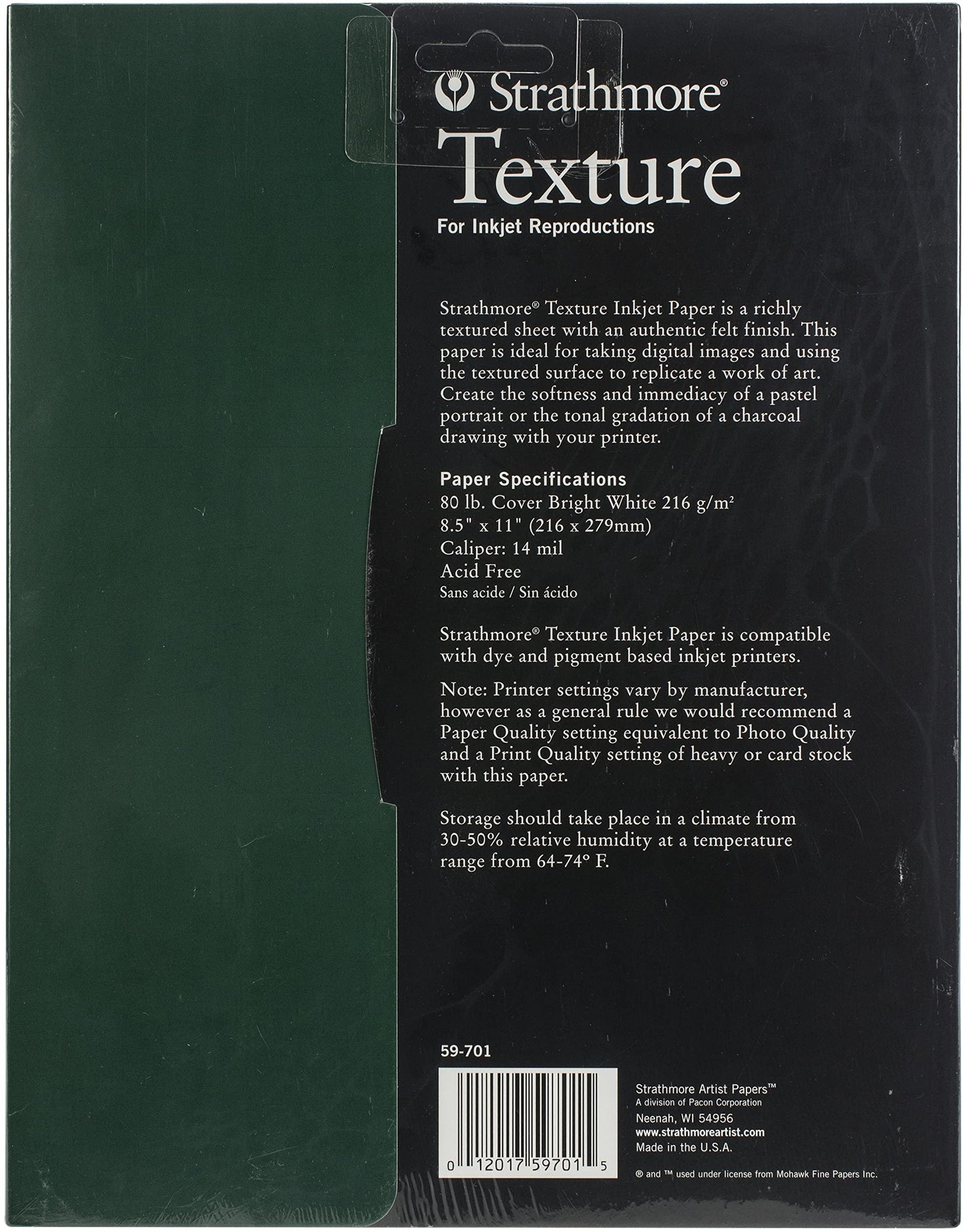 Strathmore 80-Pound 25-Sheets Inkjet Paper Texture, 8.5 x 11 Inches (412111