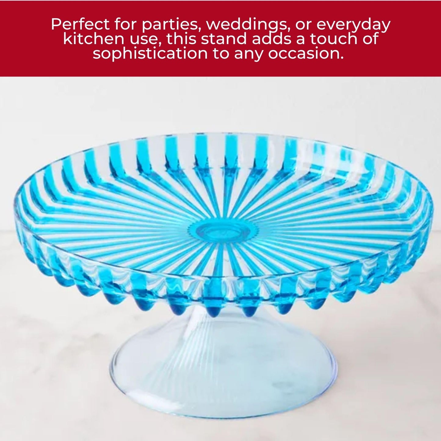 Guzzini Dolcevita 12" Footed Cake Stand with Dome Lid - Turquoise, Multi - Purpose Use for Dessert Table, Cupcake Stand, Cake Display, BPA-Free Display Stand for Parties, Weddings, Kitchen