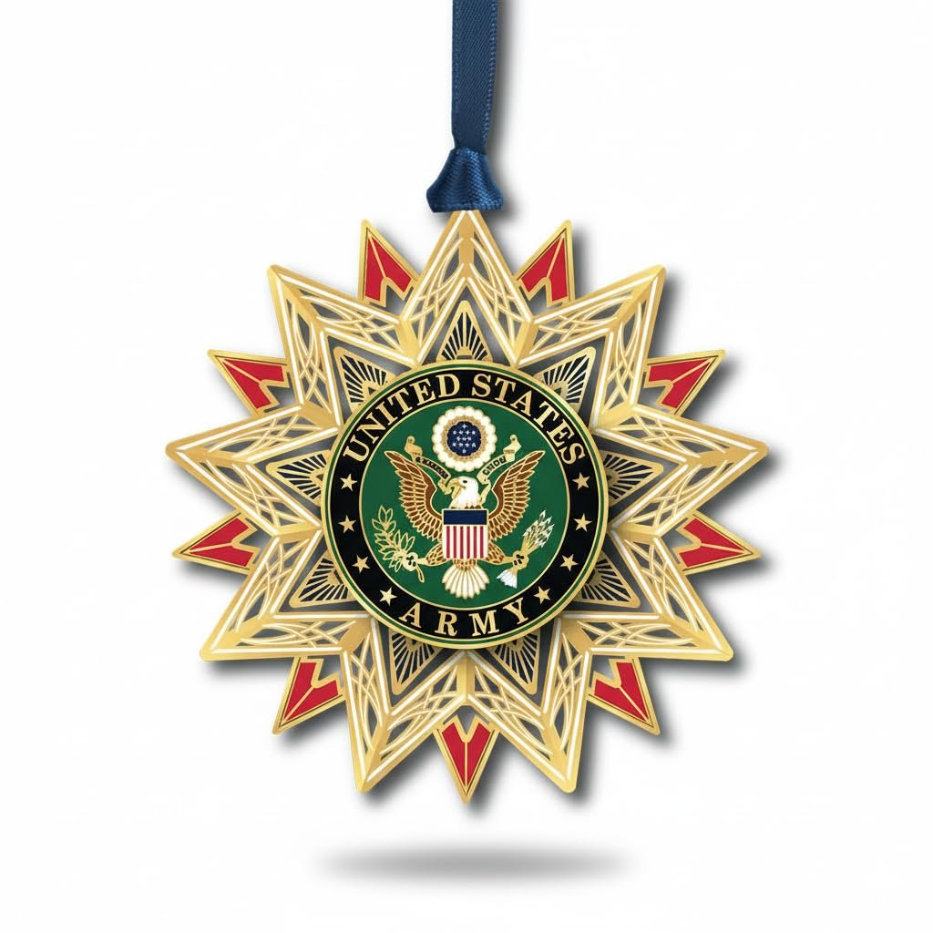 Beacon Design ChemArt 3" Vibrant Brass U.S. Army Star Decorative Hanging Ornament