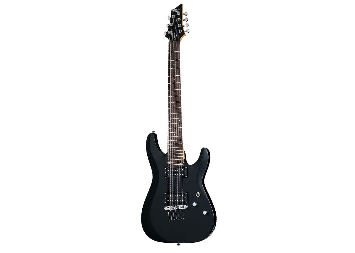 Schecter C-7 DELUXE -Satin Black 7-String Solid-Body Electric Guitar, Satin Black