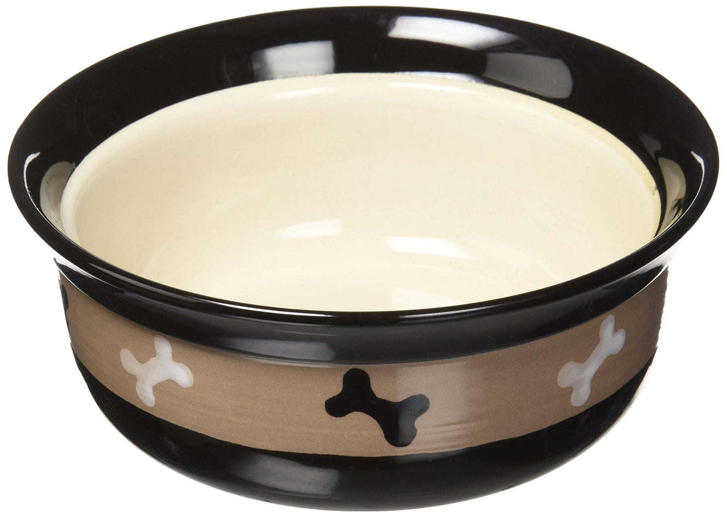 PetRageous 10071 City Pets Bones Dishwasher-Safe Dog Food and Water Bowl 6.125-Inch Diameter 2.5-Inch Tall 2-Cups Capacity for Small Dogs and Cats, Black