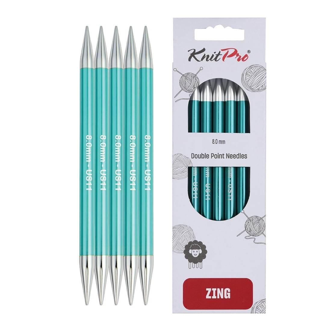 KnitPro Zing Double Pointed Needles 8" (20cm)