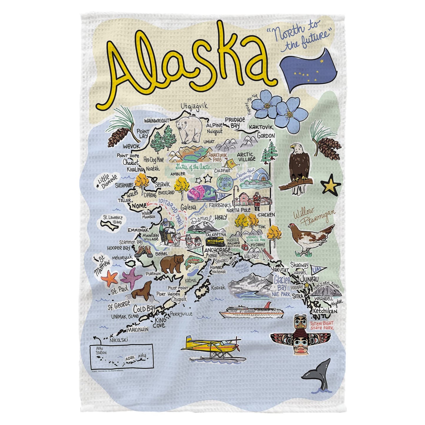Fish Kiss® 16"x24" Map Dish Towel is of 100% Microfiber Waffle Weave Making it Super Absorbent, Soft & Machine Washable - Map Kitchen Towel,Map Dish Cloth is Multi Purpose