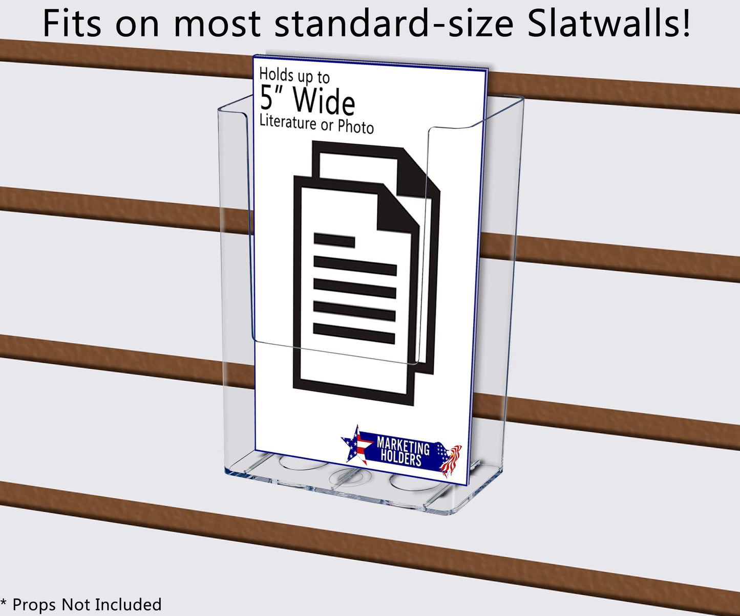 Marketing Holders 6 Pack Slatwall Brochure Holder Pamphlet Holds 4.5" W Literature BiFolds Display Rack Printed Half Sheet Literature Advertising Doctors Offices Retail Stores Big Box Stores