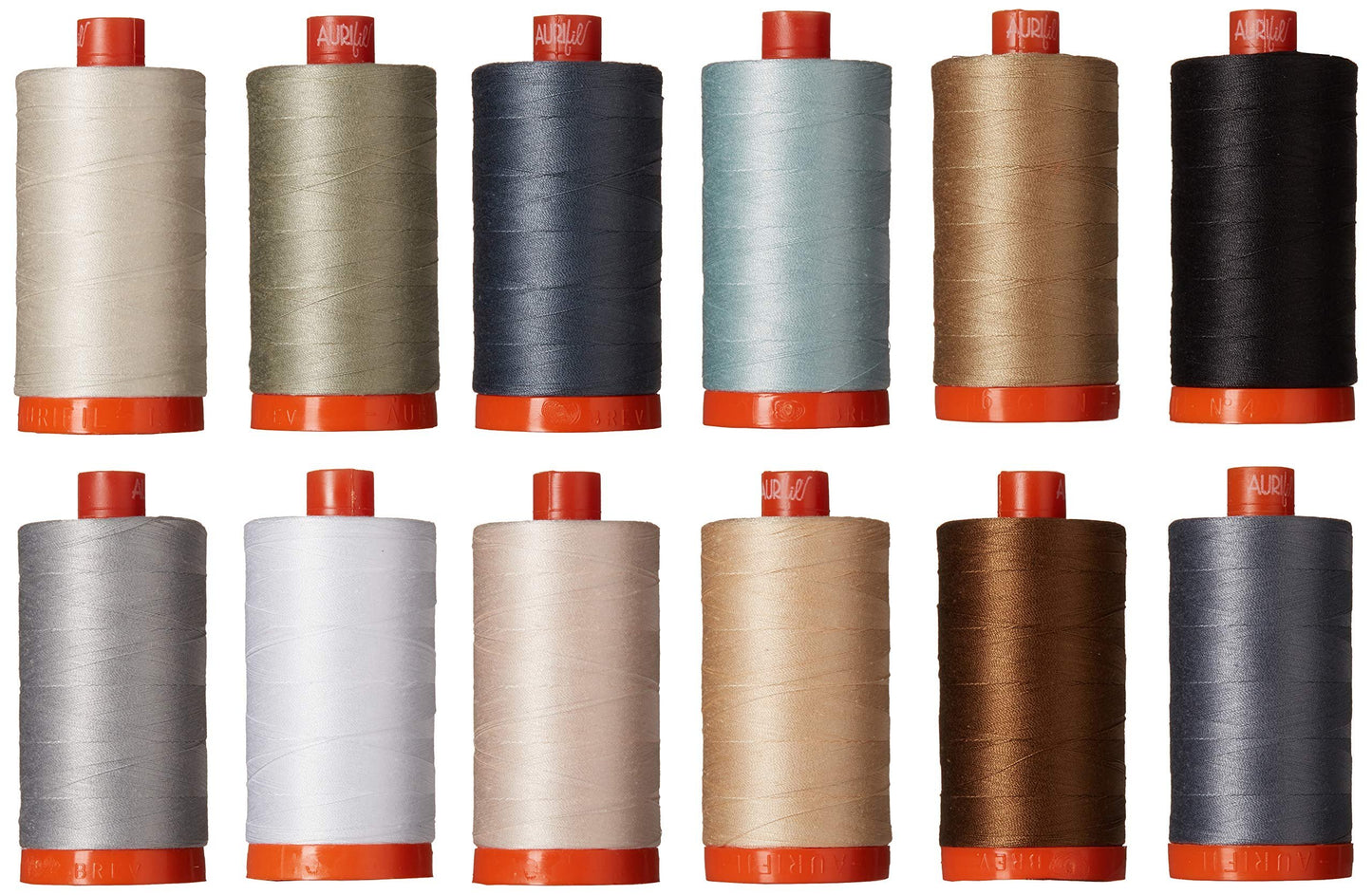 Christa Quilts Piece and Quilt Neutrals Aurifil Thread Kit 12 Large Spools 50 Weight CW50PQN12, Assorted, 12 count (pack of 1)