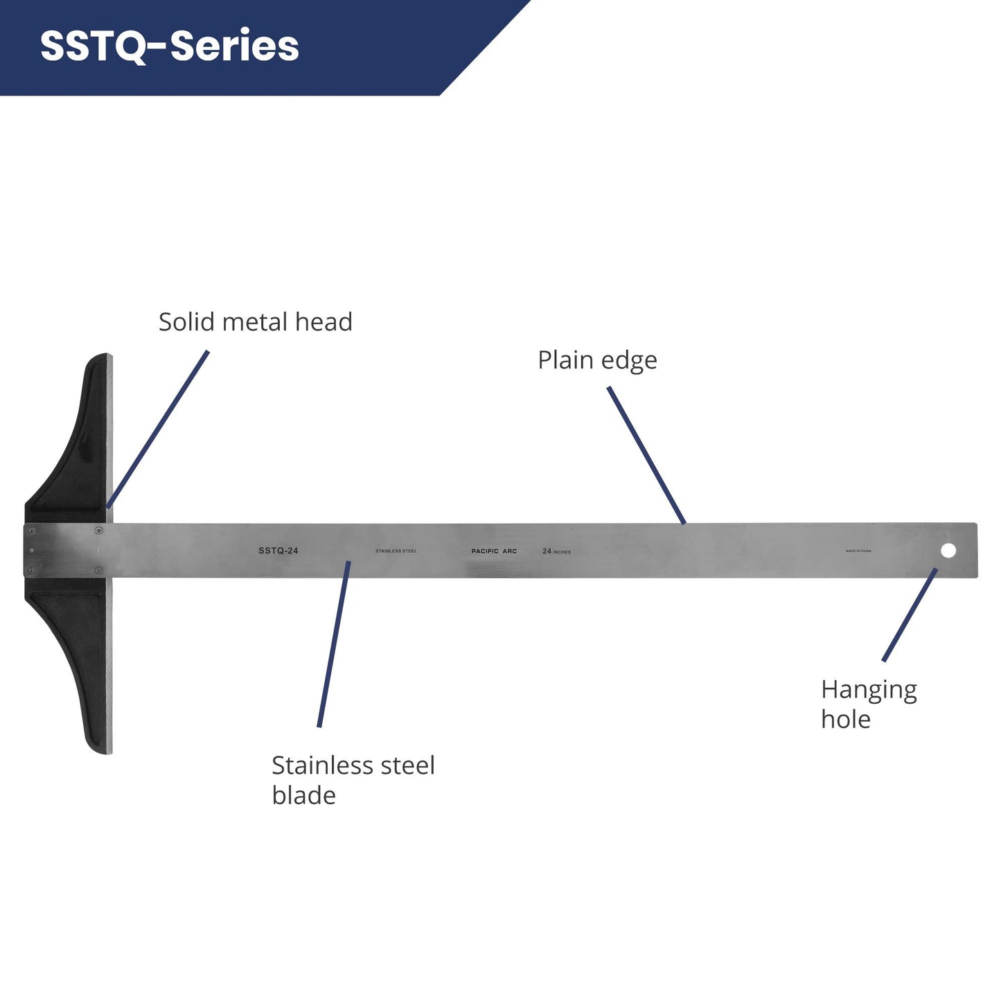 Pacific Arc Parent T Square, Traditional Stainless Steel Plain