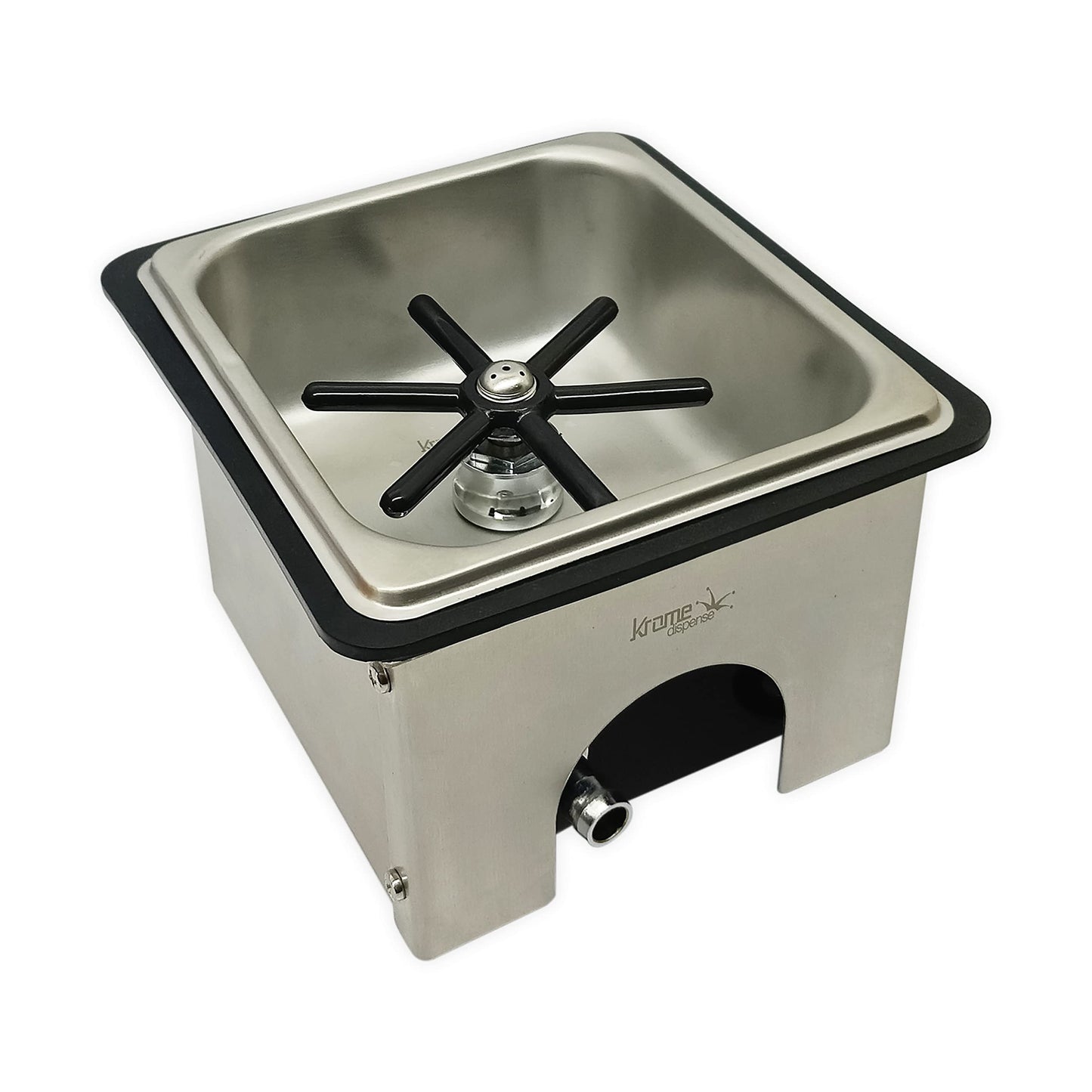 Krome Dispense Steaming Pitcher Rinser - Glass Cleaning Rinser Stainless Steel Counter Top 7.32″ x 6.85″ x 4.54″ - C334