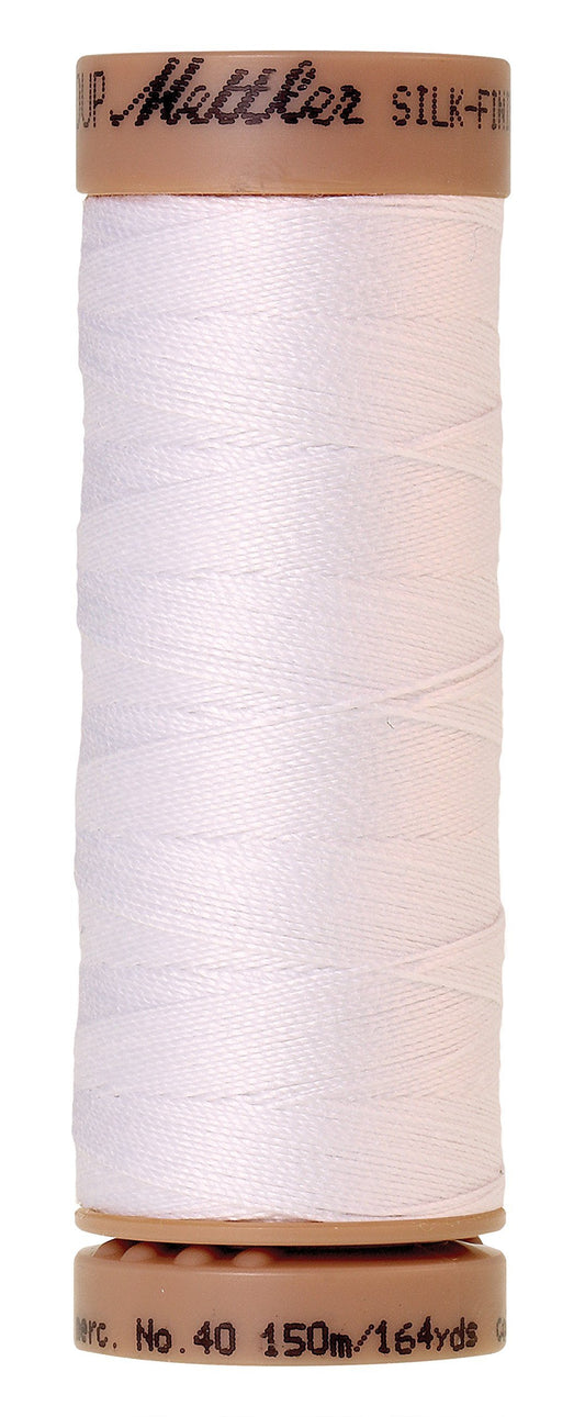 Mettler Silk-Finish 40 Weight Solid Cotton Thread, 164 yd/150m, White