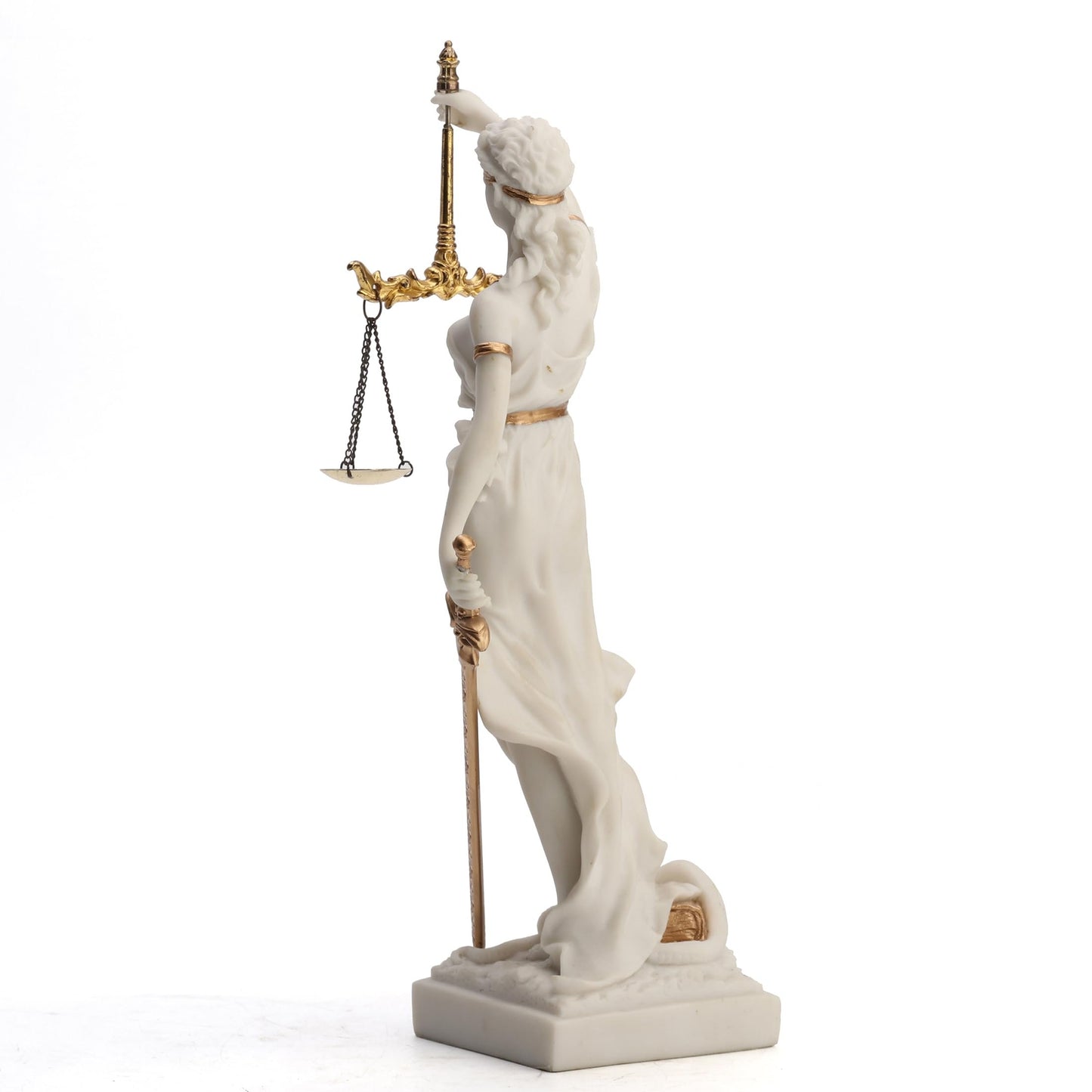 Veronese Design 12 Inch Blind Lady Justice Themis Resin Statue White Gold Finish