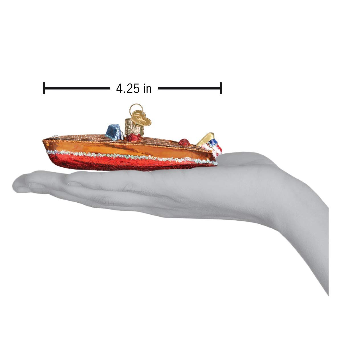 Old World Christmas Classic Wooden Boat Glass Blown Ornaments for Christmas Tree