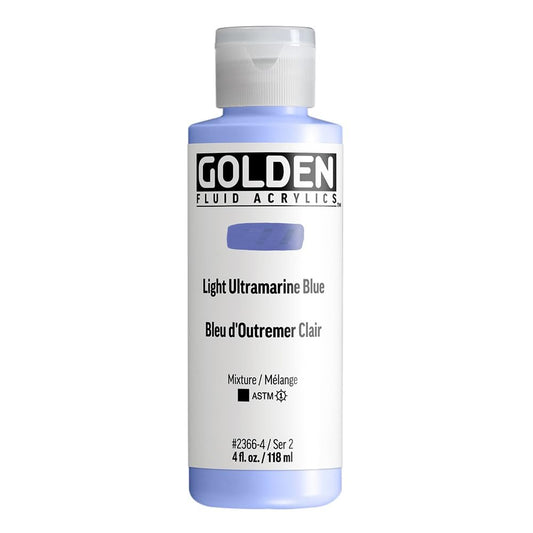 Fluid Acrylics by GOLDEN, Light Ultramarine Blue, 4 fl. oz. Bottle, Professional Acrylic Paint, Opaque