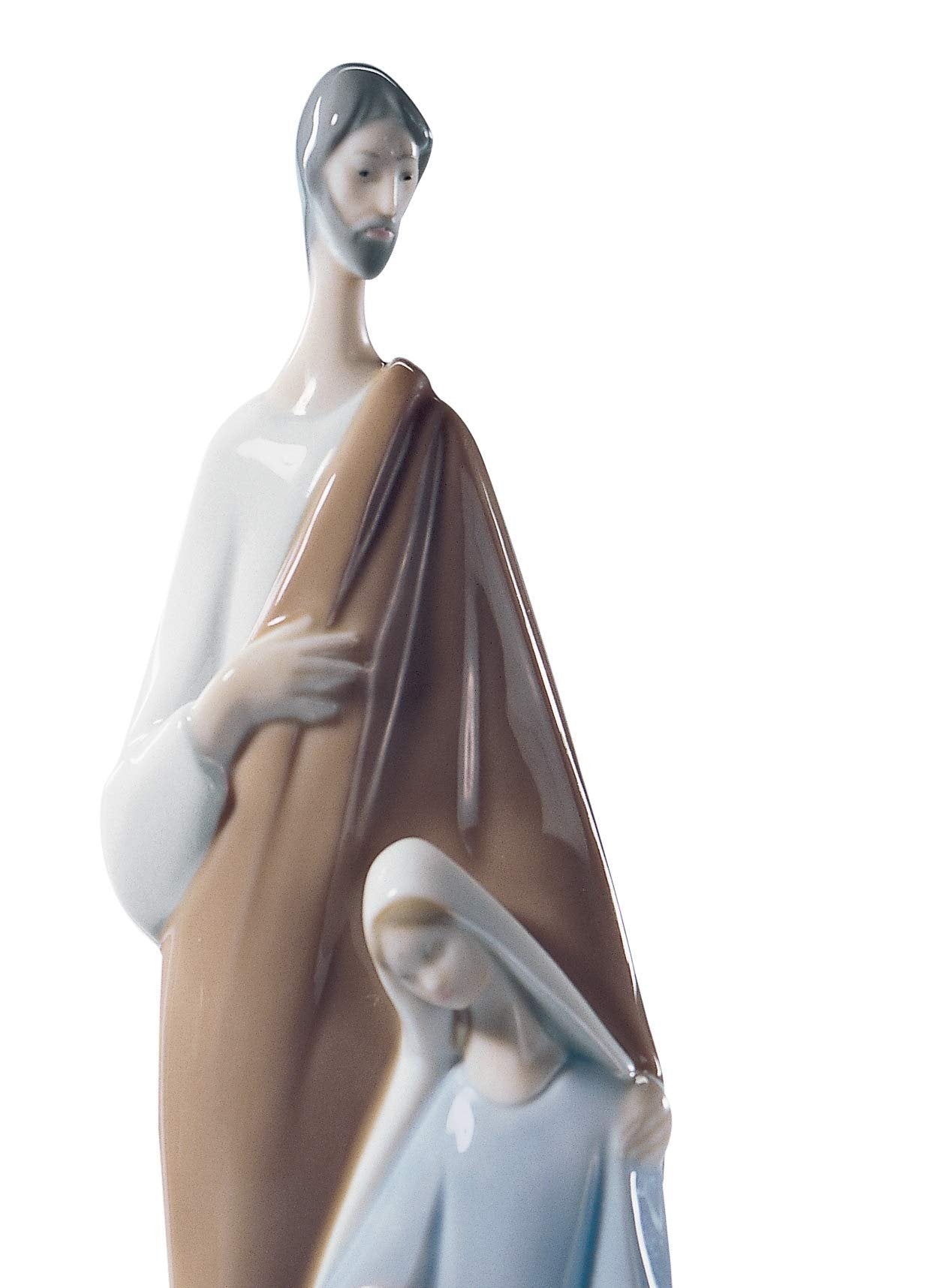 LLADRÓ Large Glossy Porcelain Nativity Figure. Christmas Decoration. Porcelain Holy Family