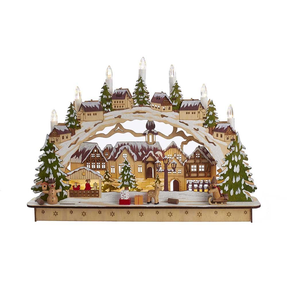 Kurt S. Adler Kurt Adler 13.75-Inch Village Tablepiece, Tan