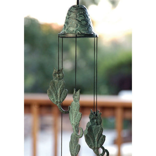 SPI Home Wind Chime - Patio Decor Cat Themed Brass Wind Chime