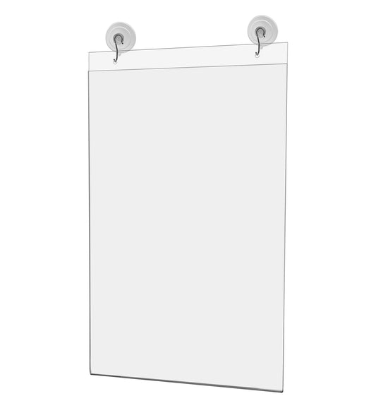 Marketing Holders Window Sign Holder 11" x 17" with 2 Predrilled Holes and Suction Cups with Hooks for Lease or Sale Signs in Real Estate Agencies and Car Dealerships Clear Acrylic