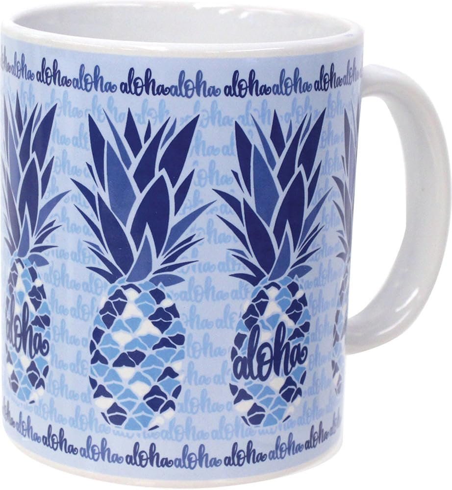 The Islander Group Hawaiian 11 oz. Coffee Mug Blue Pineapple Mosaic