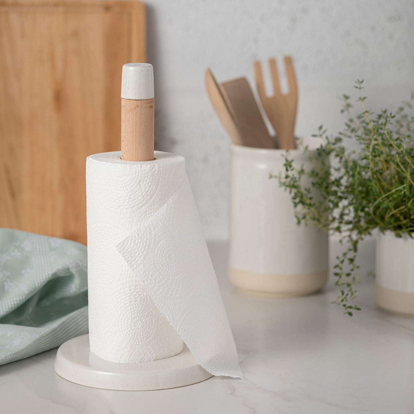 Casafina Ceramic Stoneware 13" Paper Towel Holder - Fattoria Collection, White | Microwave & Dishwasher Safe Dinnerware | Food Safe Glazing | Restaurant Quality Serveware